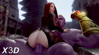 Black Widow and Thanos (X3D) [Marvel] - 3D Hentai